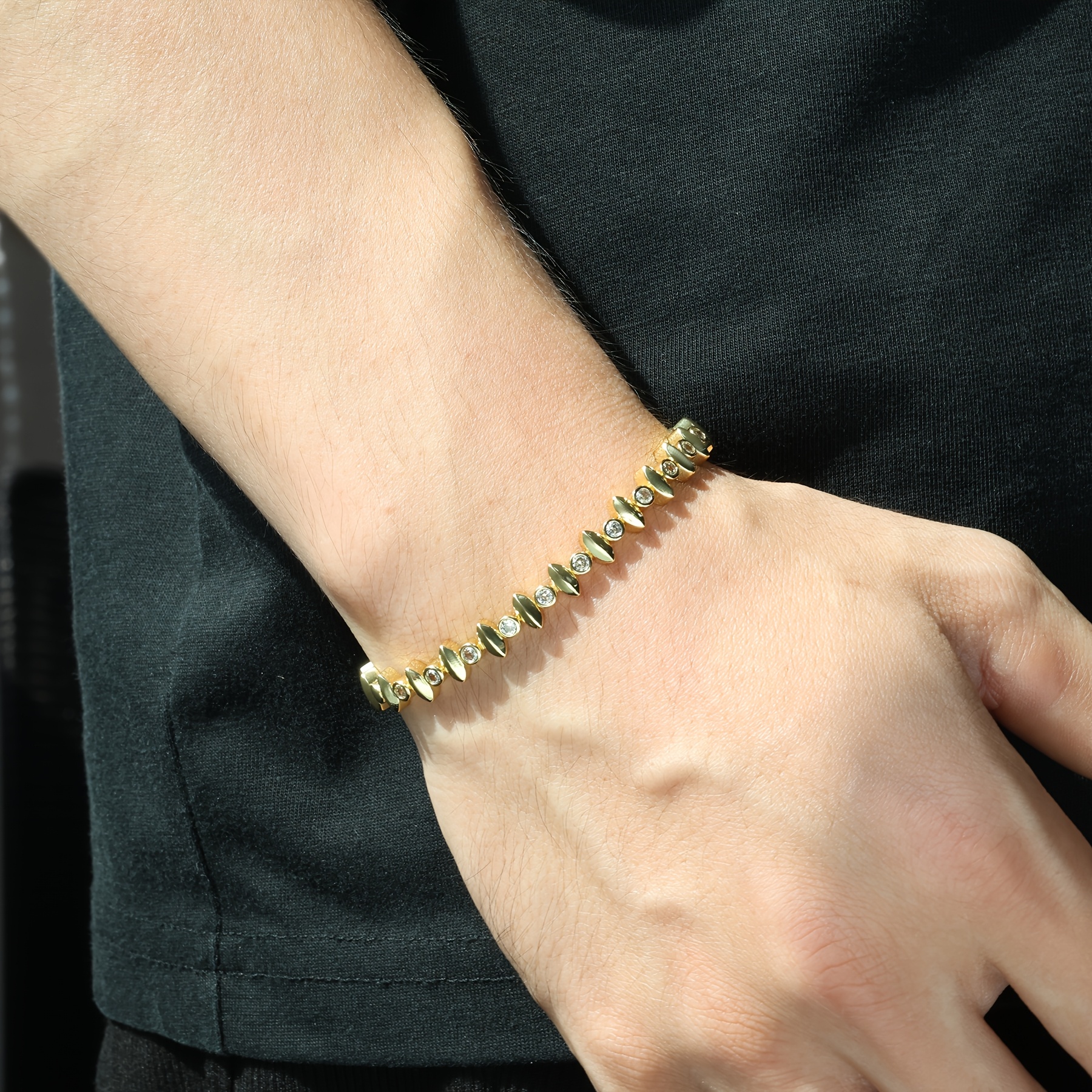 Men's Irregular Oval Bracelet, Trendy Hip-Hop Style